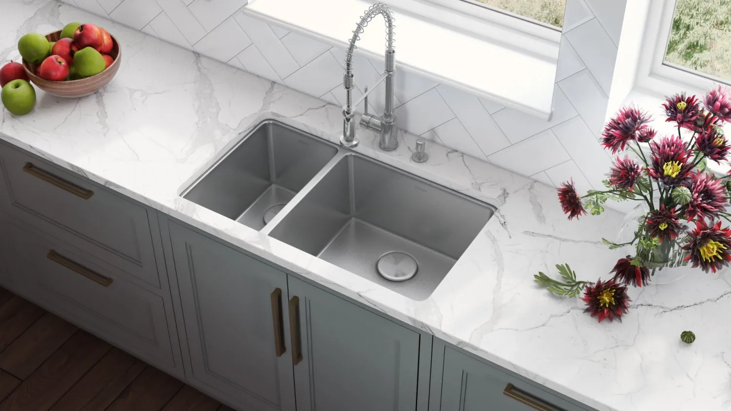 Hot 32" Undermount 30/70 Double Bowl 16 Gauge Stainless Steel Kitchen Sink Stainless Steel Sinks|Double Bowl Sinks