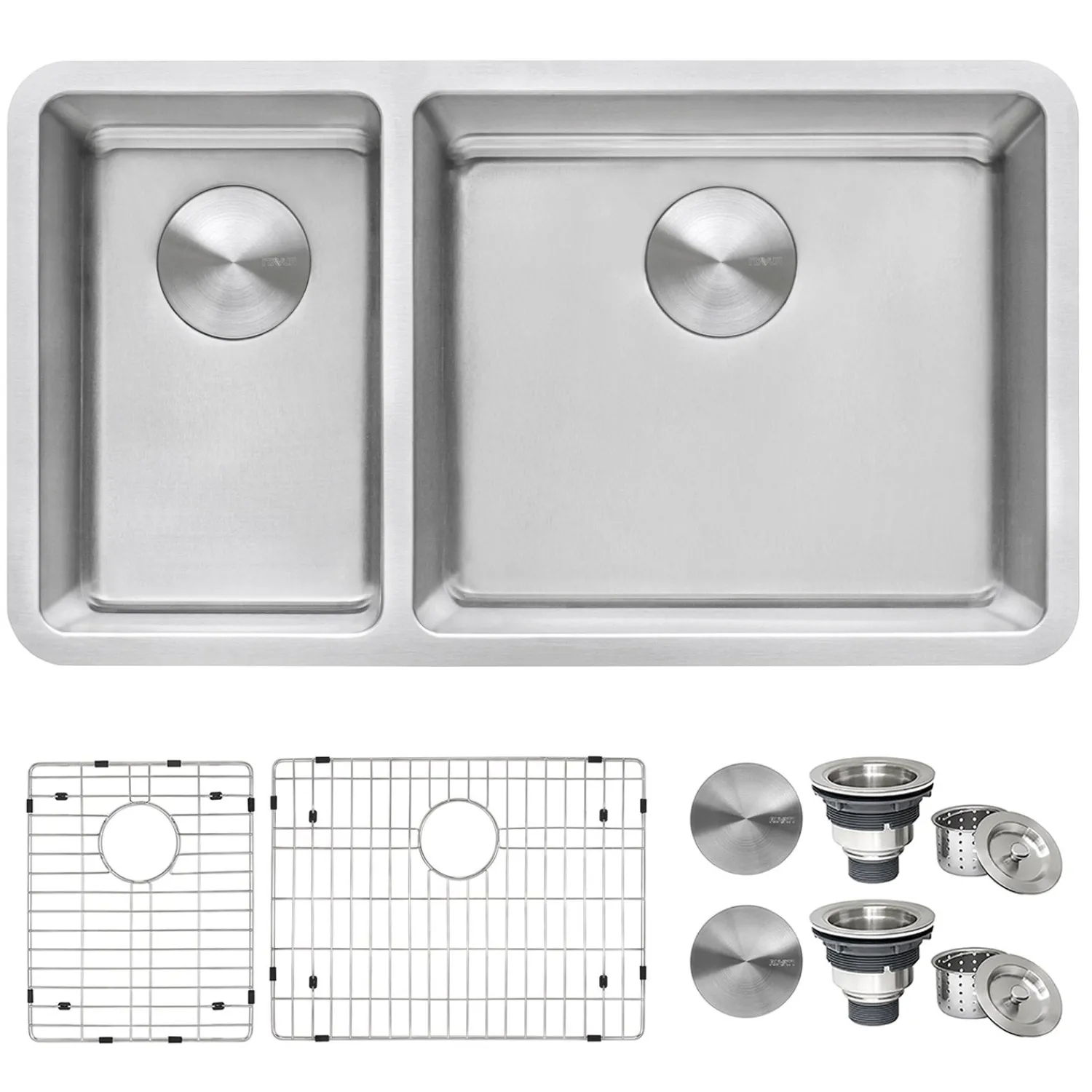 Hot 32" Undermount 30/70 Double Bowl 16 Gauge Stainless Steel Kitchen Sink Stainless Steel Sinks|Double Bowl Sinks