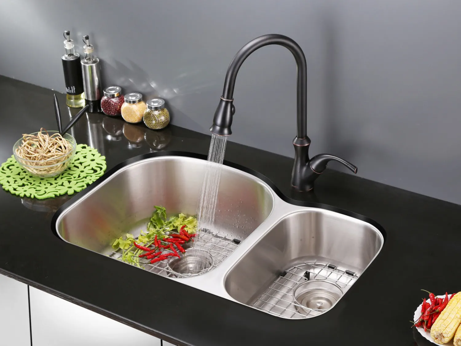 Sale 34" Undermount Double Bowl 16 Gauge Stainless Steel Kitchen Sink Stainless Steel Sinks|Double Bowl Sinks
