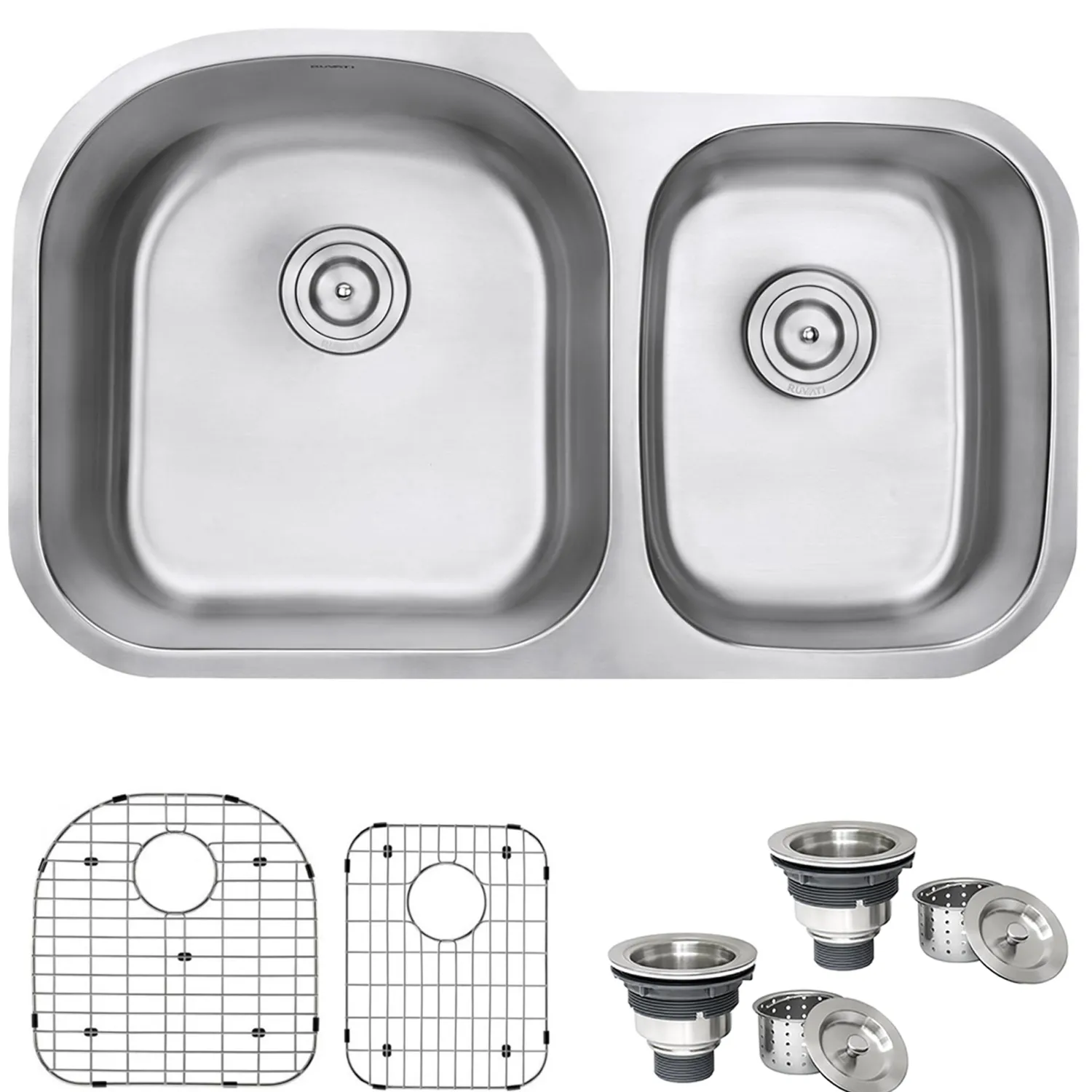Sale 34" Undermount Double Bowl 16 Gauge Stainless Steel Kitchen Sink Stainless Steel Sinks|Double Bowl Sinks