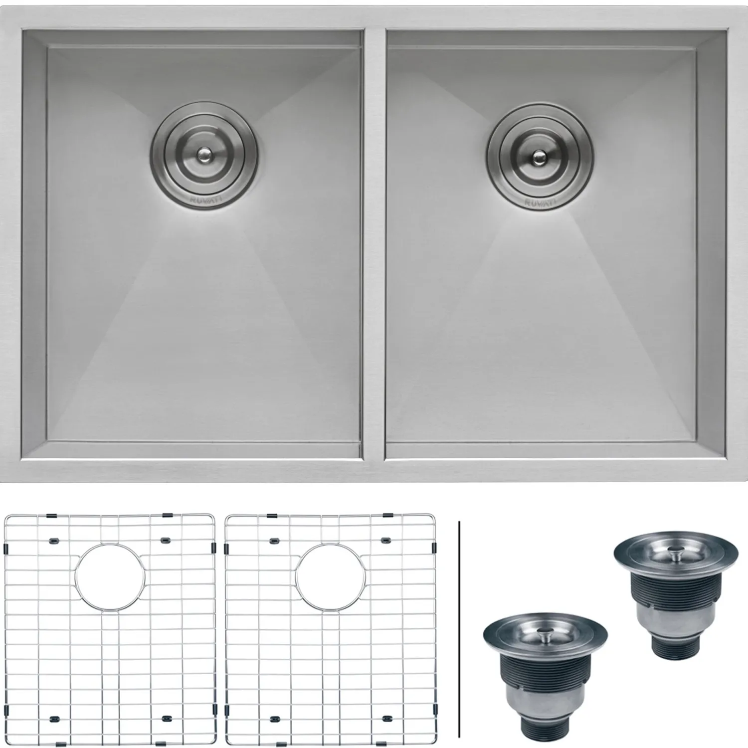 Sale 30" Undermount 50/50 Double Bowl Zero Radius 16 Gauge Stainless Steel Kitchen Sink Stainless Steel Sinks|Double Bowl Sinks