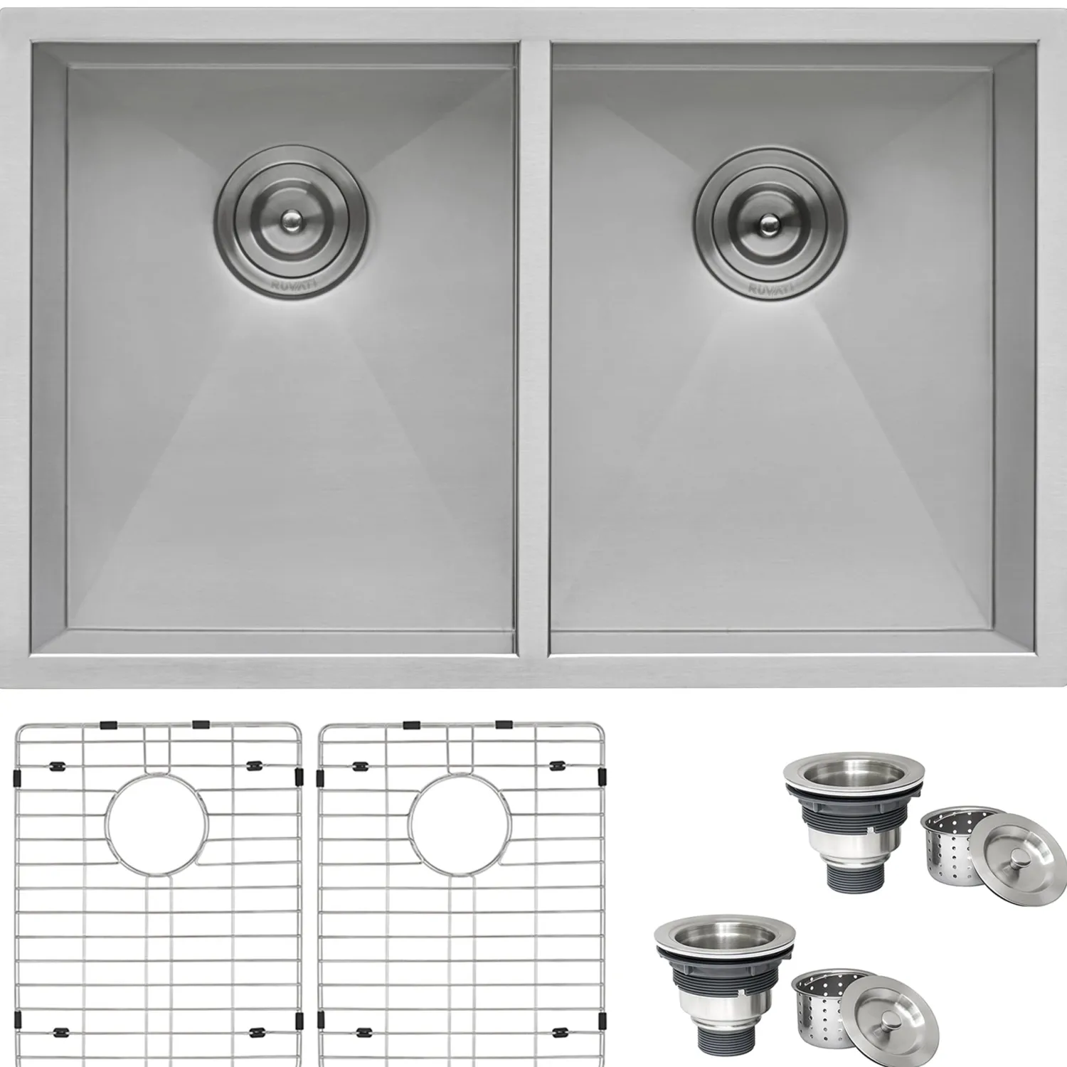 Sale 30" Undermount 50/50 Double Bowl Zero Radius 16 Gauge Stainless Steel Kitchen Sink Stainless Steel Sinks|Double Bowl Sinks