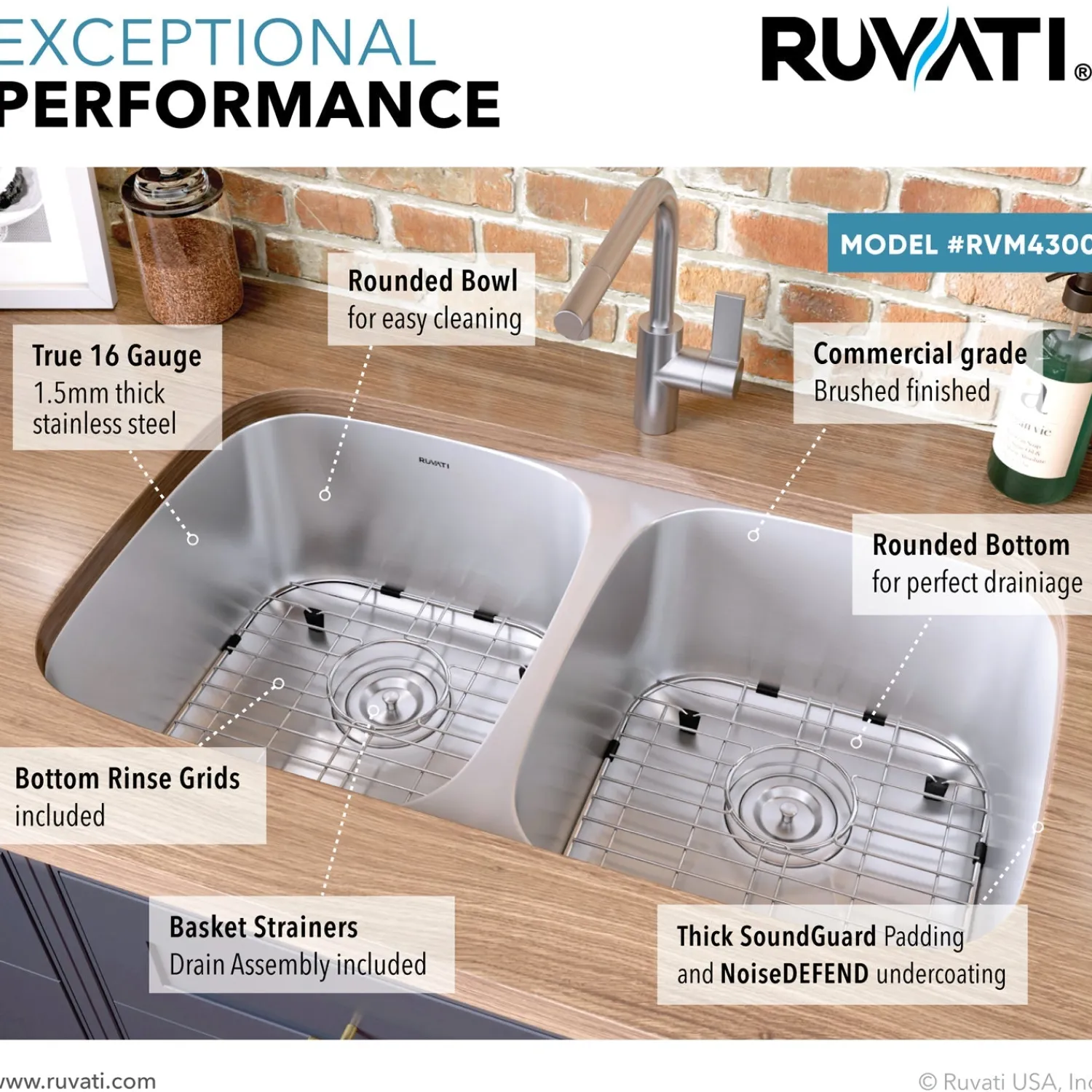 Sale 32" Undermount 50/50 Double Bowl 16 Gauge Stainless Steel Kitchen Sink Stainless Steel Sinks|Double Bowl Sinks