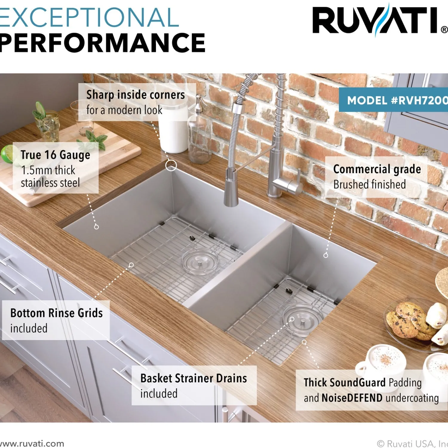Sale 29" Undermount 60/40 Double Bowl Zero Radius 16 Gauge Stainless Steel Kitchen Sink Stainless Steel Sinks|Double Bowl Sinks