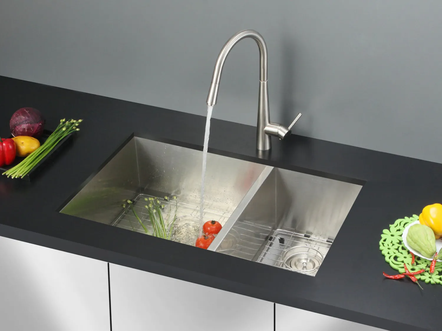 Sale 29" Undermount 60/40 Double Bowl Zero Radius 16 Gauge Stainless Steel Kitchen Sink Stainless Steel Sinks|Double Bowl Sinks