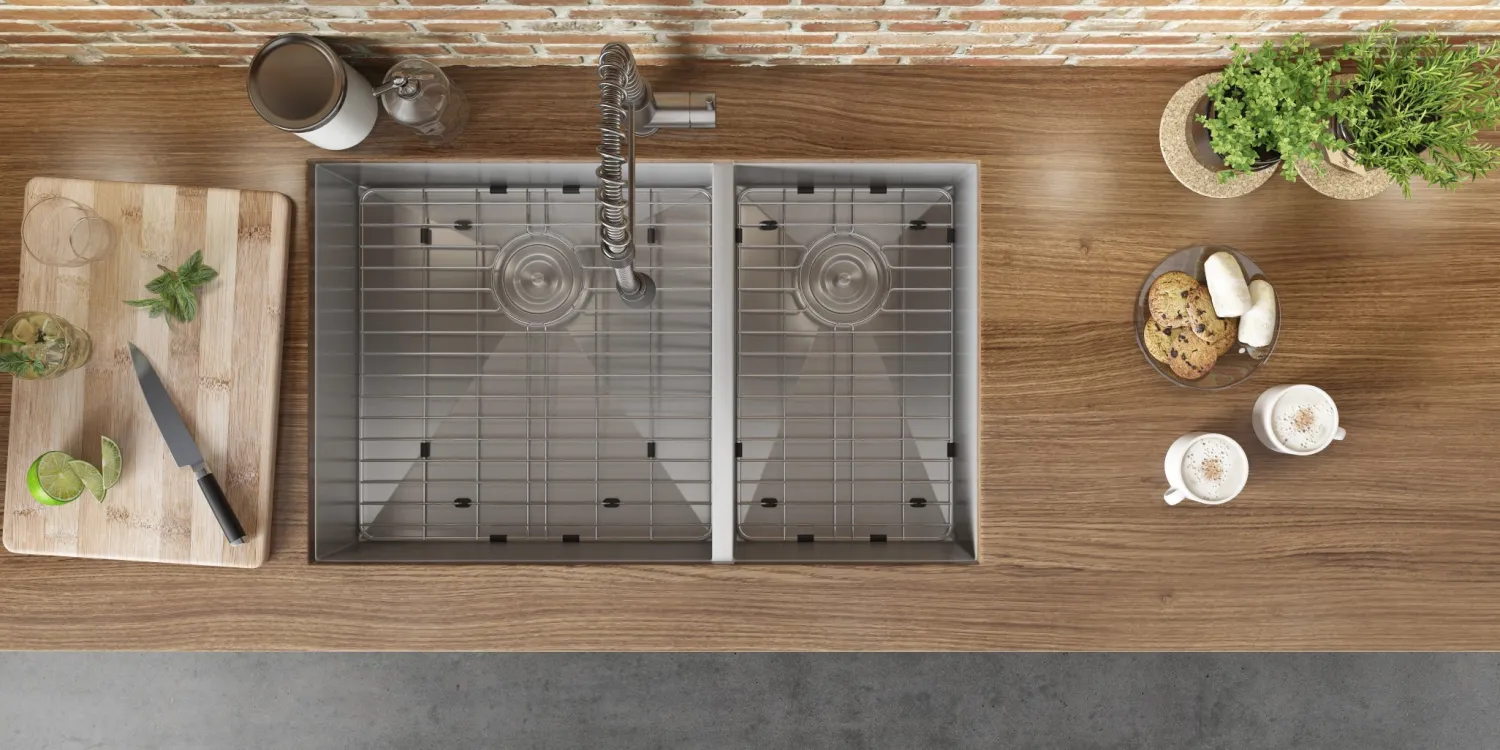 Sale 29" Undermount 60/40 Double Bowl Zero Radius 16 Gauge Stainless Steel Kitchen Sink Stainless Steel Sinks|Double Bowl Sinks