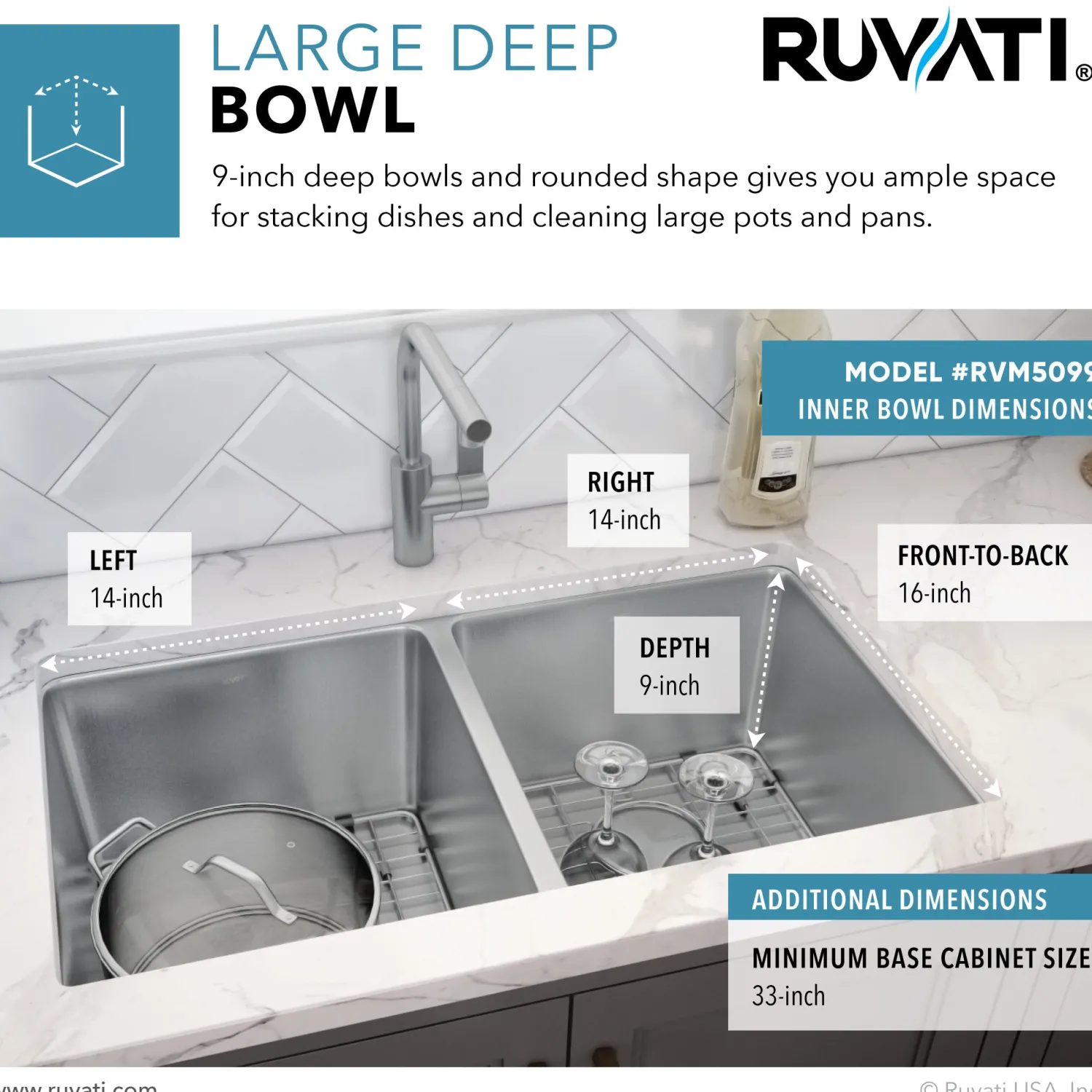 Best 31" Undermount 50/50 Double Bowl 16 Gauge Stainless Steel Kitchen Sink Stainless Steel Sinks|Double Bowl Sinks