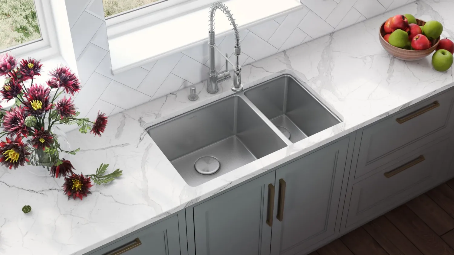 Hot 32" Undermount 70/30 Double Bowl 16 Gauge Stainless Steel Kitchen Sink Stainless Steel Sinks|Double Bowl Sinks