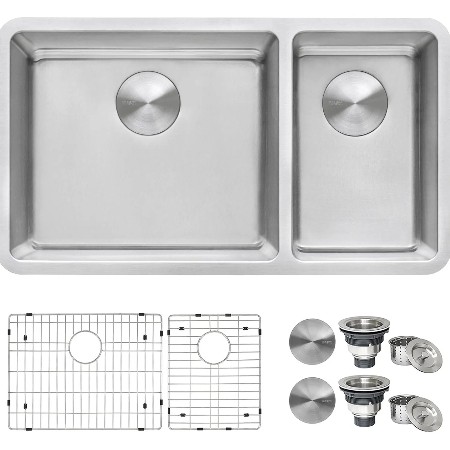 Hot 32" Undermount 70/30 Double Bowl 16 Gauge Stainless Steel Kitchen Sink Stainless Steel Sinks|Double Bowl Sinks