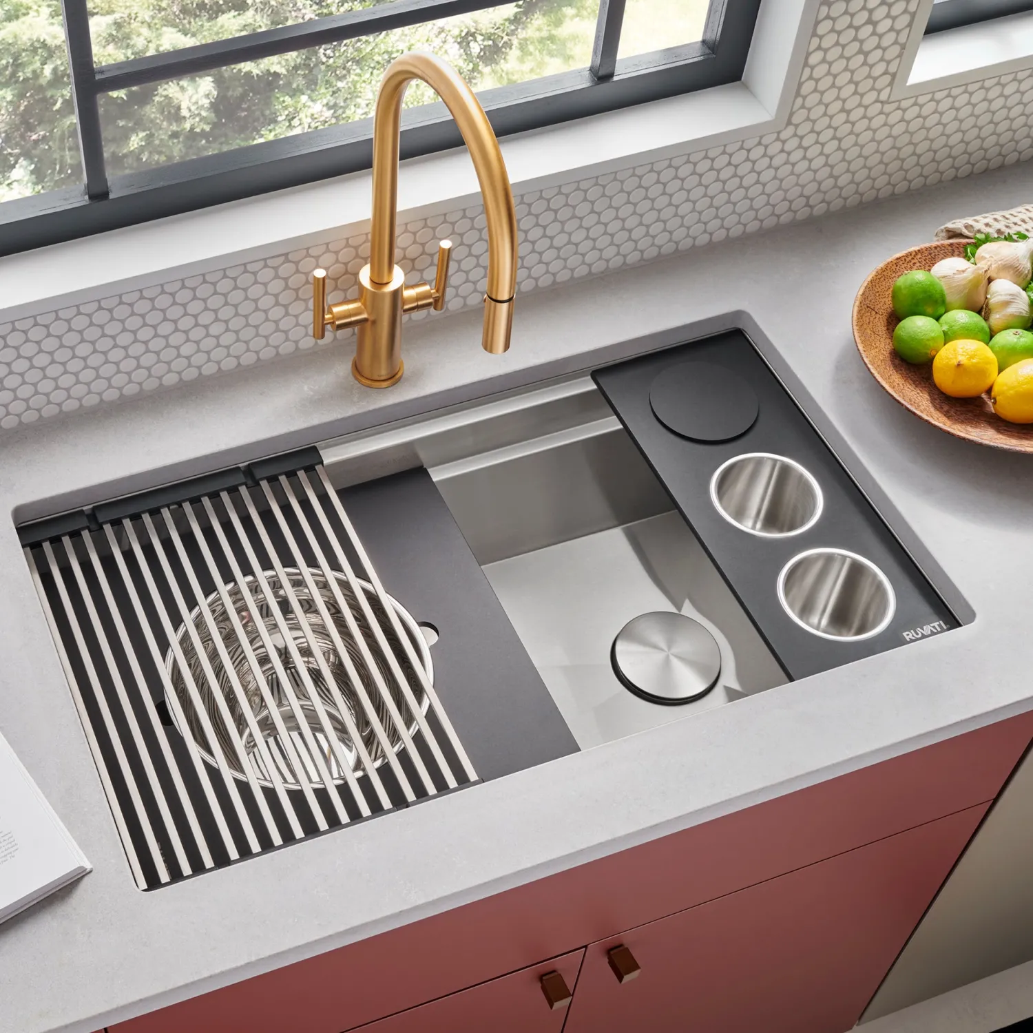 Clearance 33" Undermount Dual-Tier Workstation Kitchen Sink Workstation Sinks|Stainless Steel Sinks