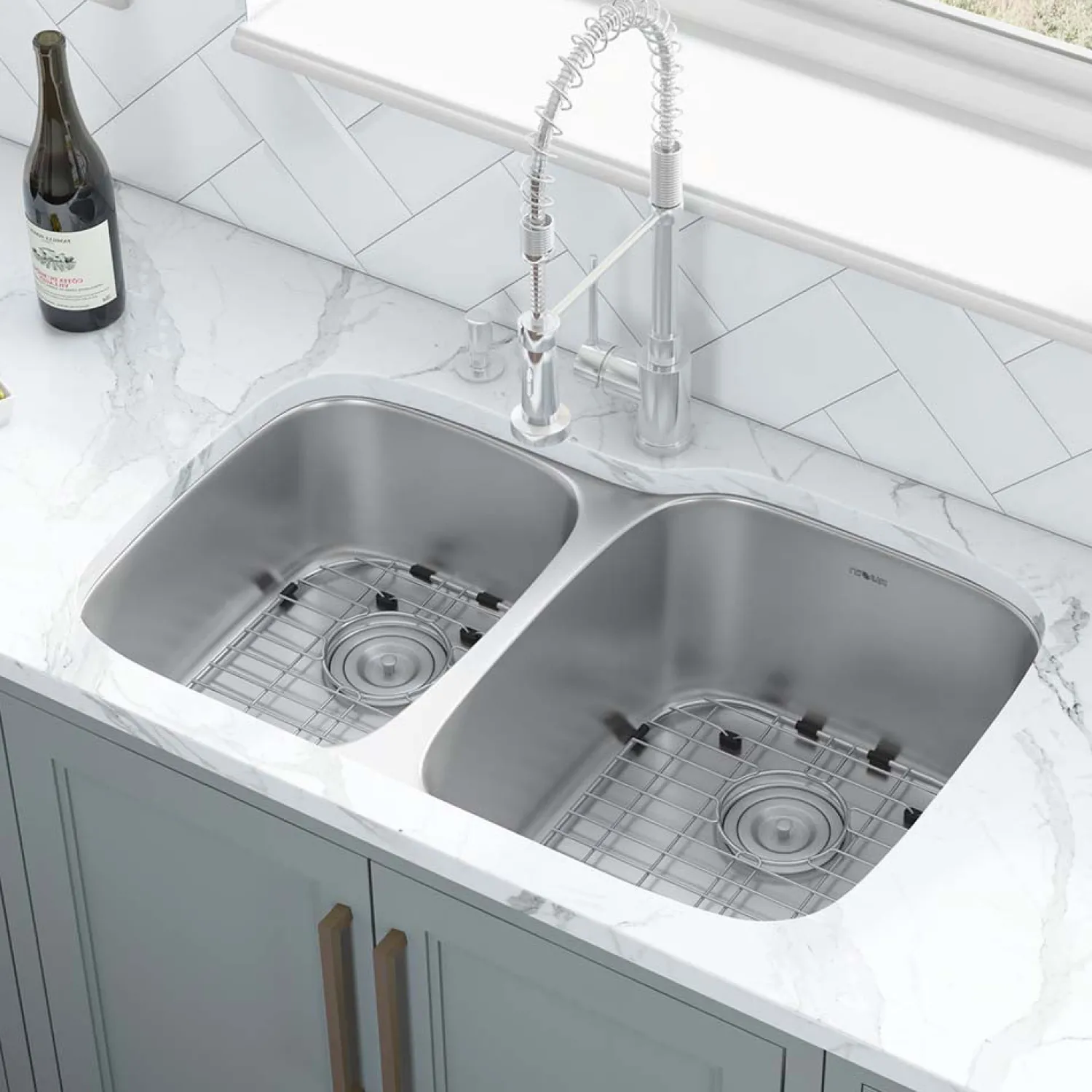 Best 32" Undermount 16 Gauge Double Bowl Stainless Steel Kitchen Sink Stainless Steel Sinks|Double Bowl Sinks
