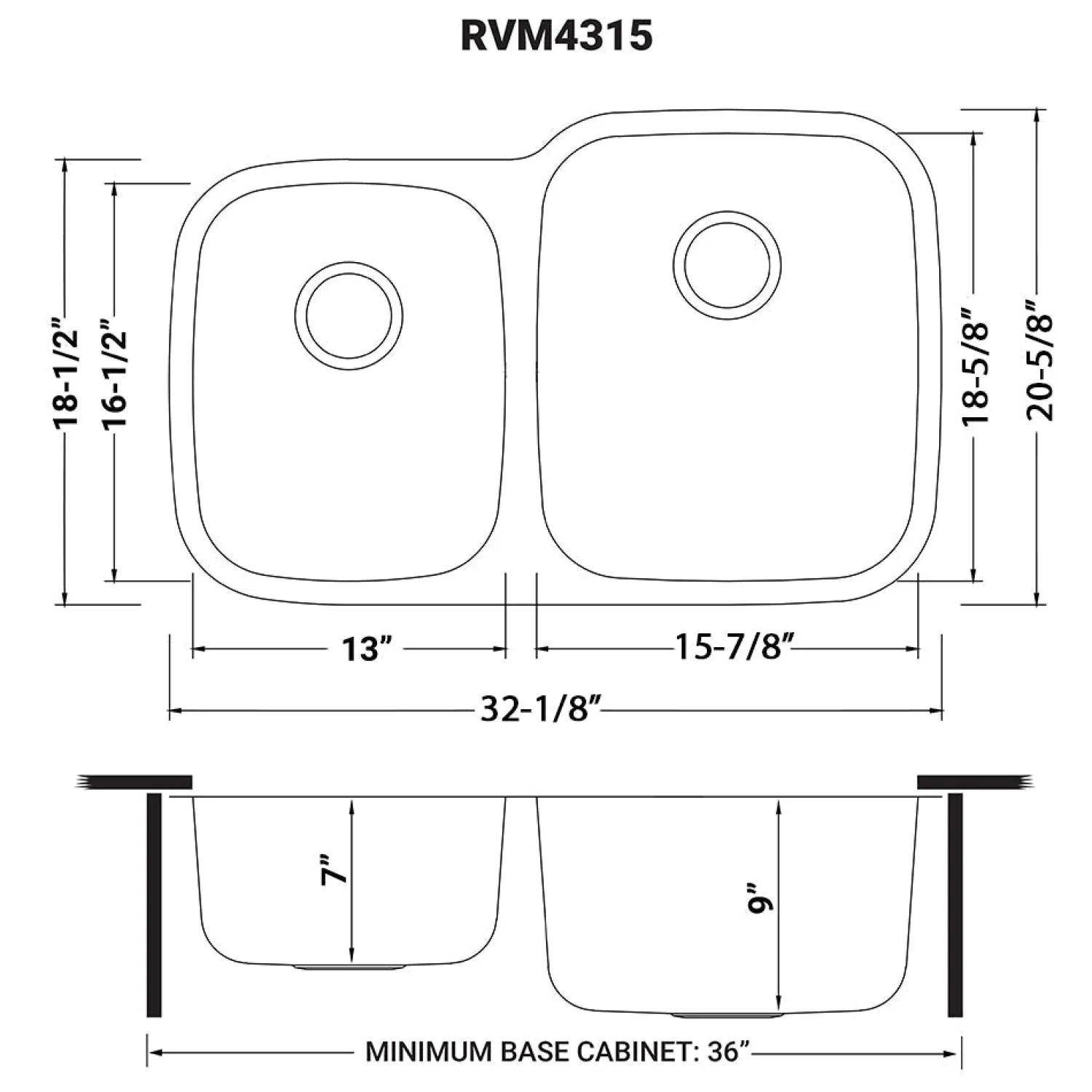 Best 32" Undermount 16 Gauge Double Bowl Stainless Steel Kitchen Sink Stainless Steel Sinks|Double Bowl Sinks