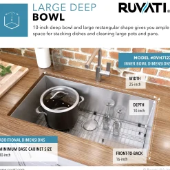 Hot 27" Undermount 16 Gauge Single Bowl Stainless Steel Kitchen Sink Stainless Steel Sinks|Single Bowl Sinks