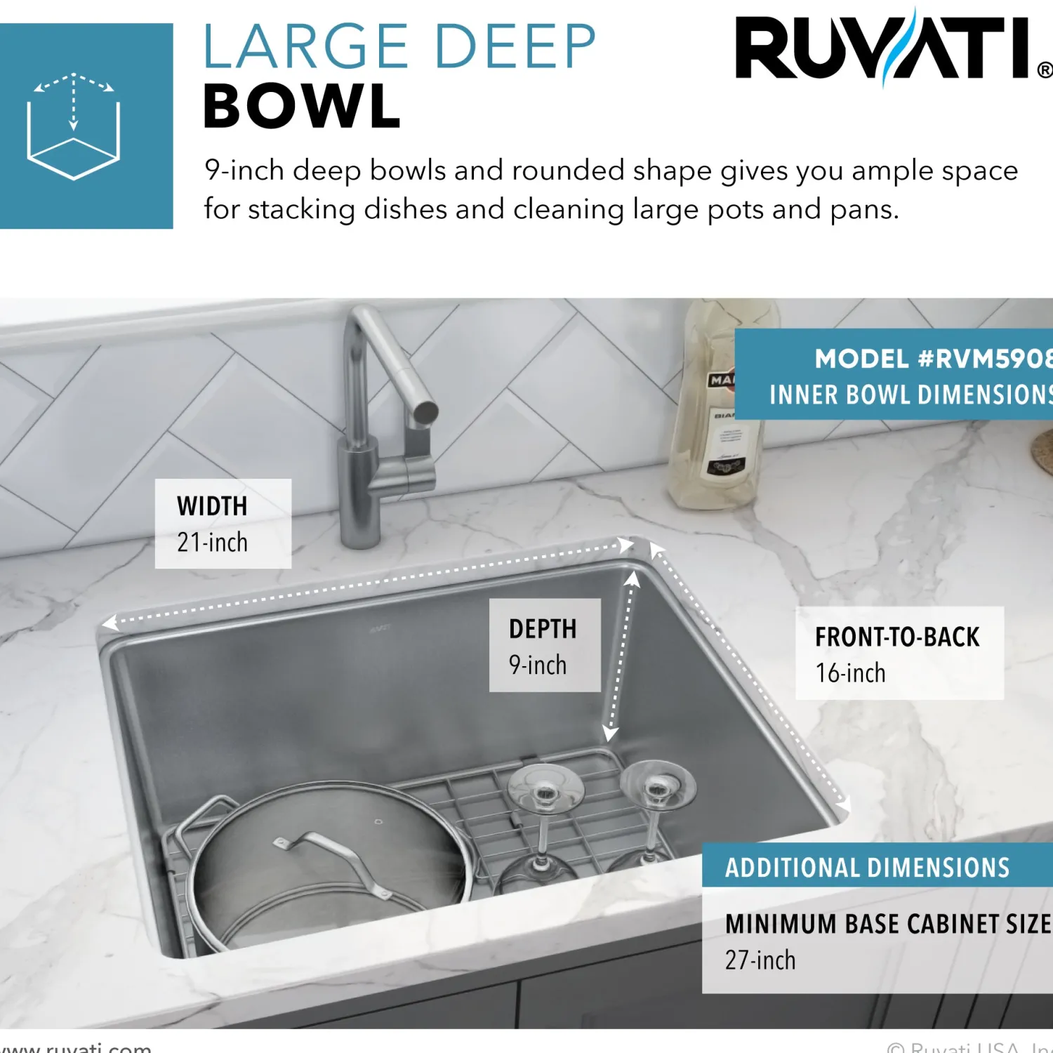 Sale 23" Undermount 16 Gauge Stainless Steel Kitchen Sink Stainless Steel Sinks|Single Bowl Sinks