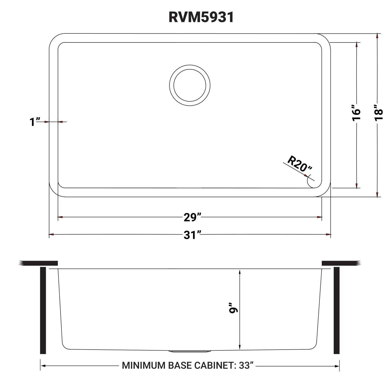 Best 31" Undermount 16 Gauge Stainless Steel Kitchen Sink Stainless Steel Sinks|Single Bowl Sinks