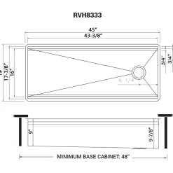 Hot 45" Undermount 16 Gauge Stainless Steel Workstation Sink Undermount Sinks|Single Bowl Sinks