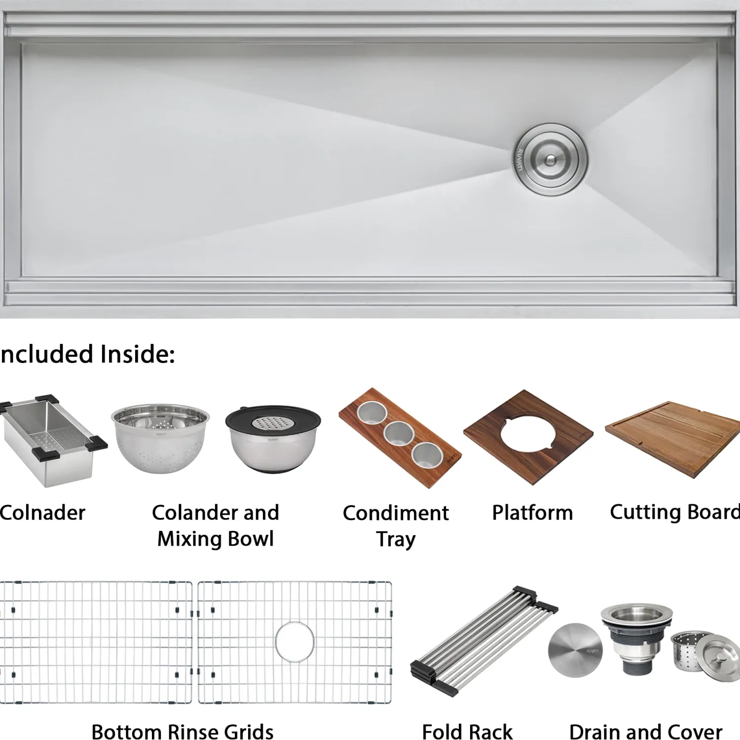 Best 57" Undermount 16 Gauge Stainless Steel Workstation Sink Undermount Sinks|Single Bowl Sinks