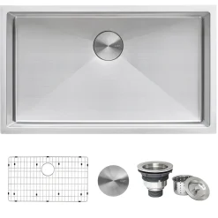 30" Undermount 16 Gauge Tight Radius Stainless Steel Single Bowl Kitchen Sink Stainless Steel Sinks|Single Bowl Sinks
