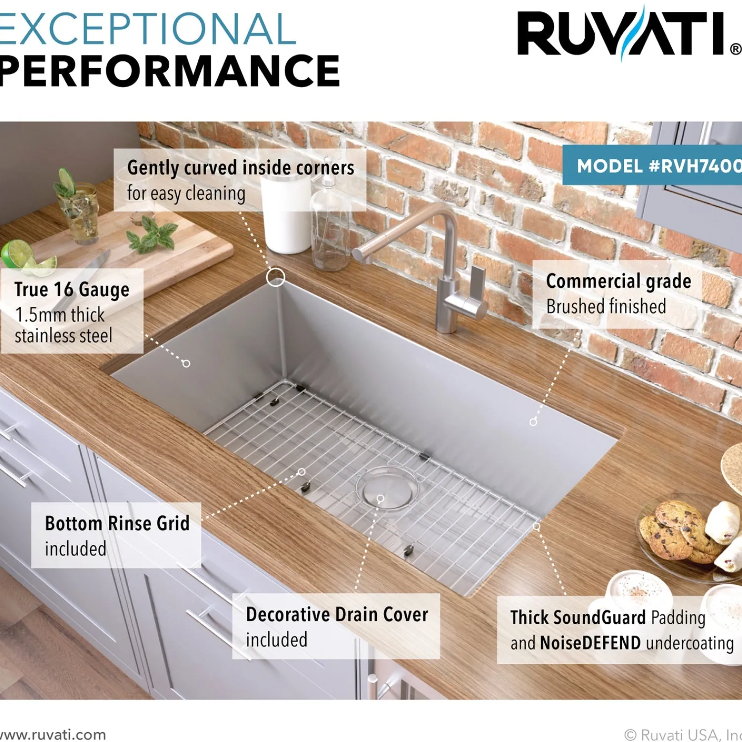 Clearance 32" Undermount 16 Gauge Tight Radius Stainless Steel Single Bowl Kitchen Sink Stainless Steel Sinks|Single Bowl Sinks