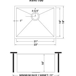 Discount 23" Undermount 16 Gauge Zero Radius Stainless Steel Single Bowl Kitchen Sink Stainless Steel Sinks|Single Bowl Sinks