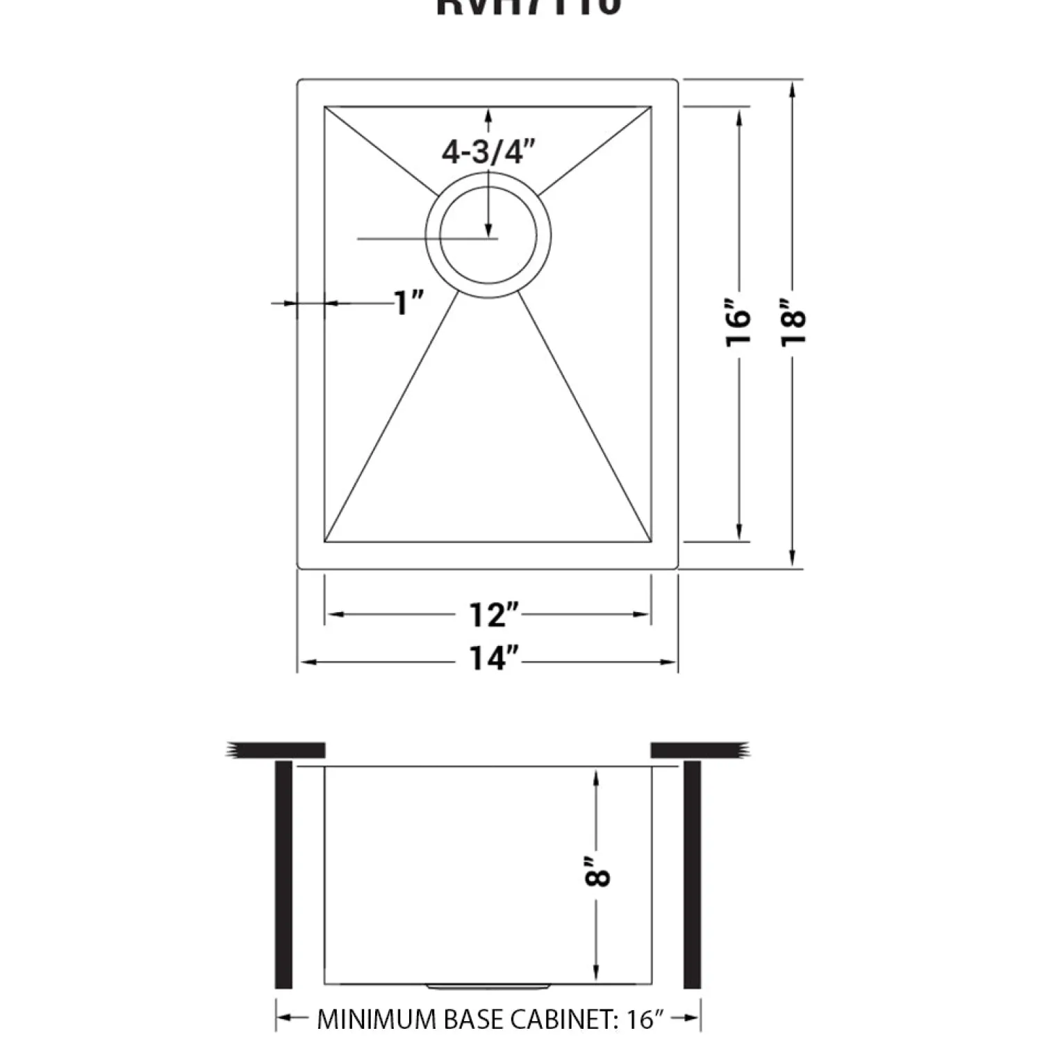Outlet 14" Undermount 16 Gauge Zero Radius Stainless Steel Single Bowl Bar Prep Kitchen Sink Bar / Prep Sinks