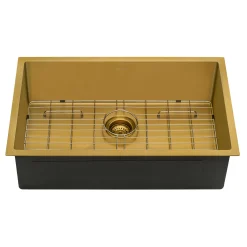 Discount 30" Undermount Matte Gold 16 Gauge Stainless Steel Kitchen Sink Stainless Steel Sinks|Gunmetal, Brass, & Gold