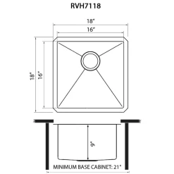 Hot 18" Undermount Prep Sink - 16 Gauge Stainless Bar / Prep Sinks