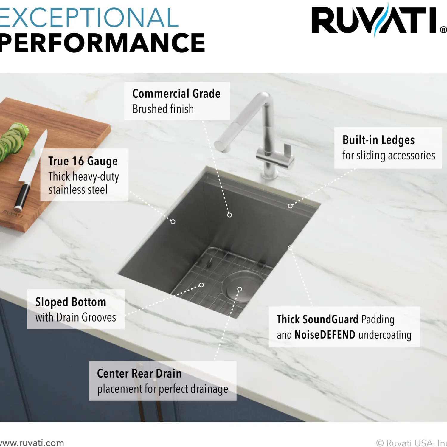 Online 13" Undermount Stainless Steel Single Bowl Workstation Bar Prep Sink with Cover Stainless Steel Sinks|Workstation Sinks