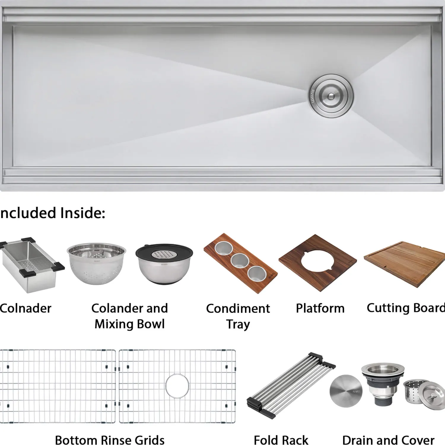 Outlet 69" Undermount Two-Tiered Workstation Kitchen Sink | GIANT SINK Undermount Sinks|Single Bowl Sinks