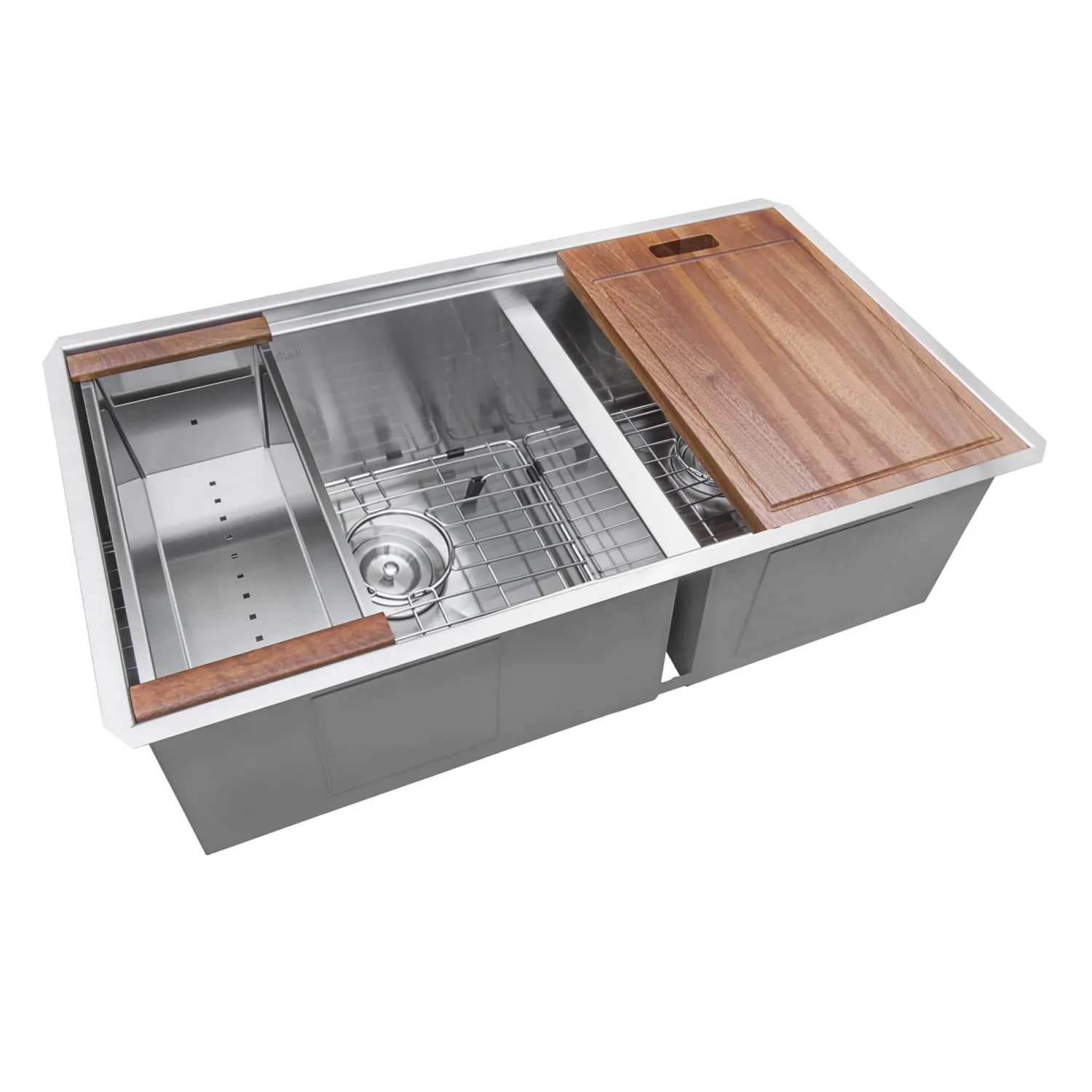 Outlet 28" Undermount Workstation Low Divide 60/40 Kitchen Sink Workstation Sinks|Double Bowl Sinks