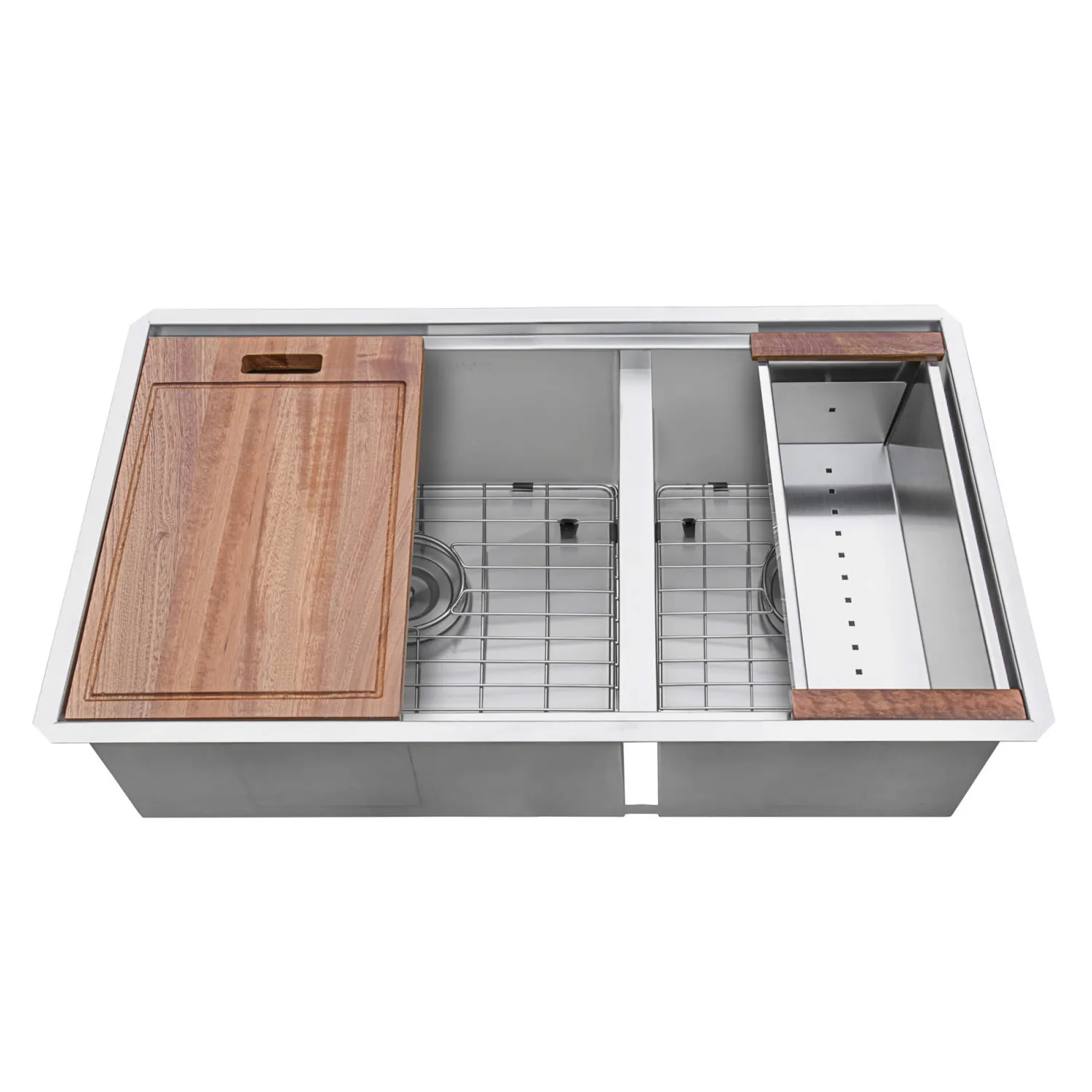 Outlet 28" Undermount Workstation Low Divide 60/40 Kitchen Sink Workstation Sinks|Double Bowl Sinks