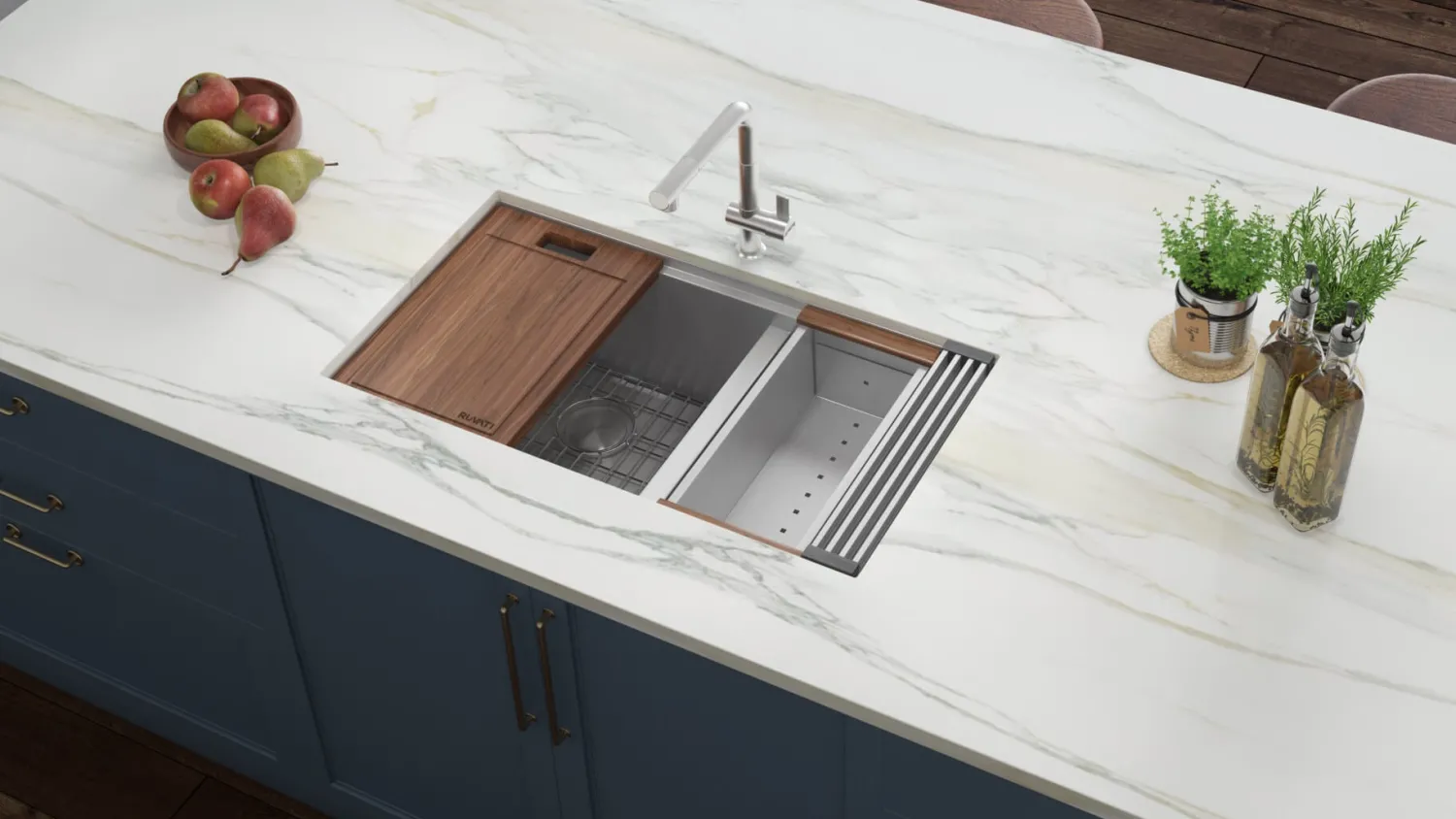 Outlet 28" Undermount Workstation Low Divide 60/40 Kitchen Sink Workstation Sinks|Double Bowl Sinks