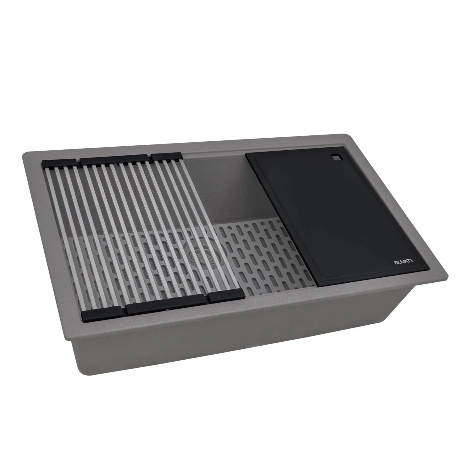 32" Undermount Workstation Granite Composite Kitchen Sink Urban Gray Workstation Sinks|Single Bowl Sinks
