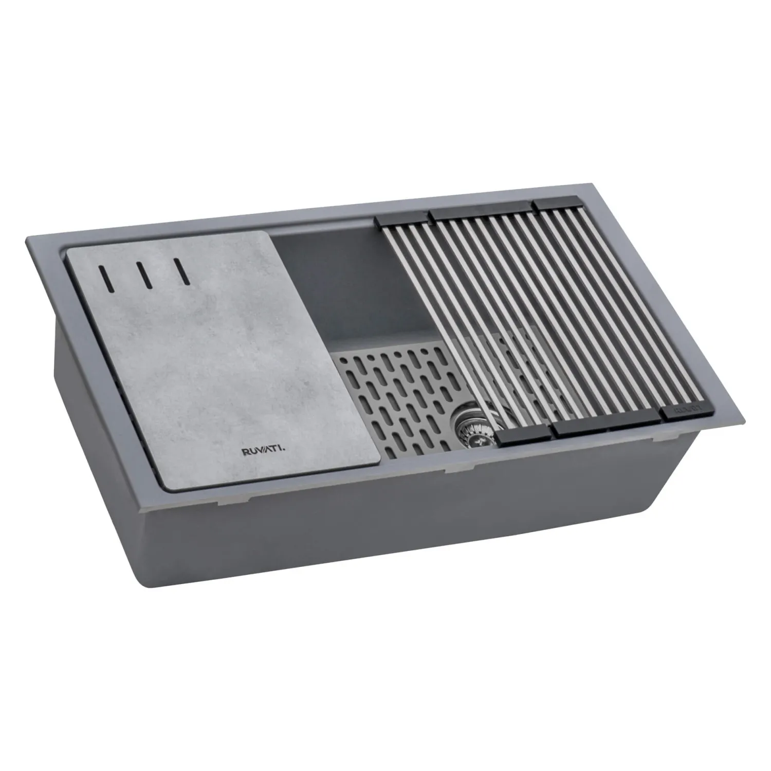 Clearance 33" Undermount Workstation Granite Composite Kitchen Sink Urban Gray Single Bowl Sinks|Workstation Sinks