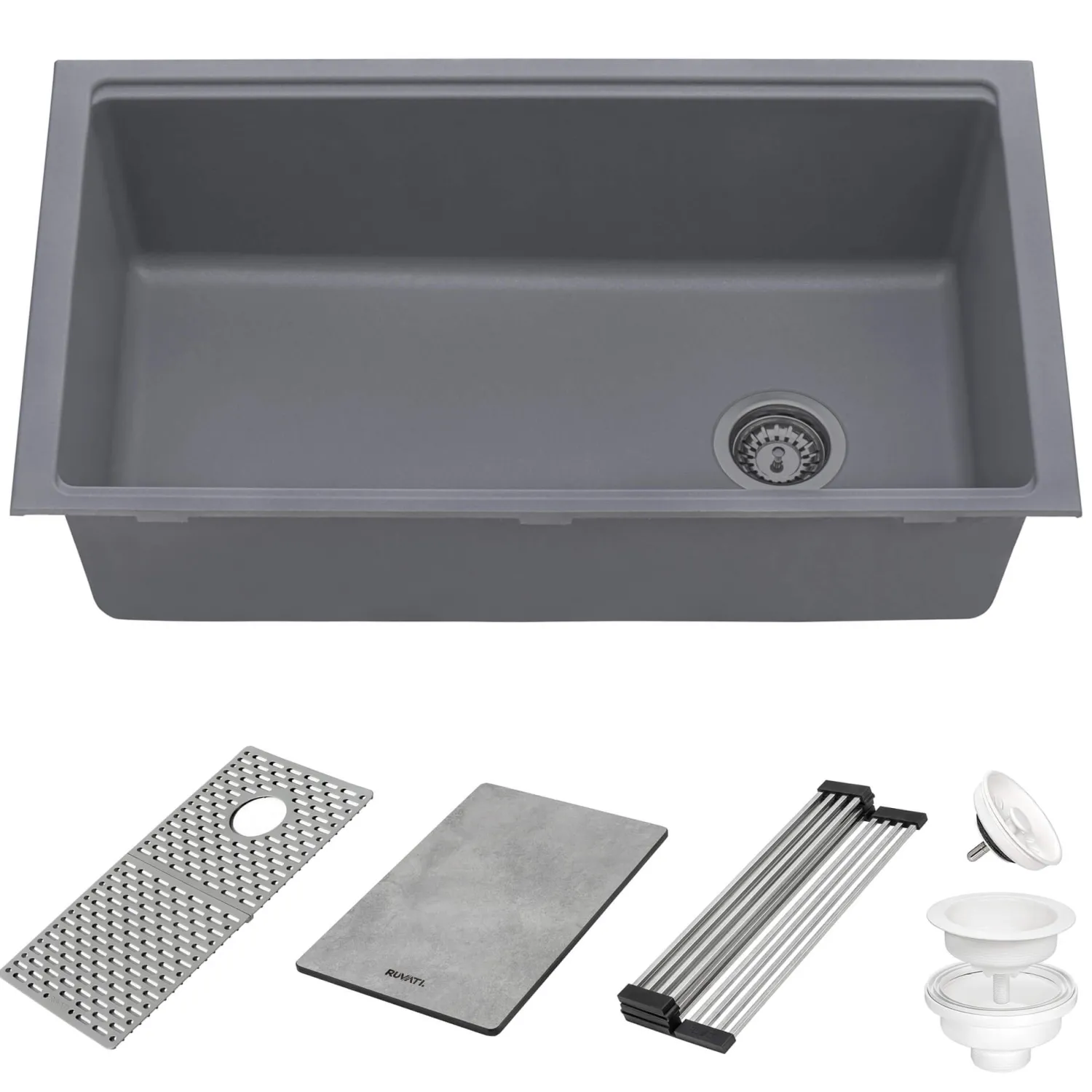 Clearance 33" Undermount Workstation Granite Composite Kitchen Sink Urban Gray Single Bowl Sinks|Workstation Sinks