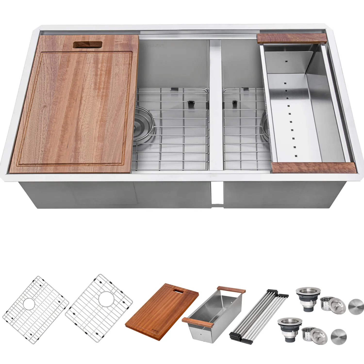 New 36" Undermount Workstation 60/40 Bowl Kitchen Sink Workstation Sinks|Double Bowl Sinks