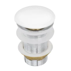 New White Ceramic Top Push Pop-up Drain for Bathroom Sinks without Overflow Sink Drains|Overflow Bathroom Sink Drains