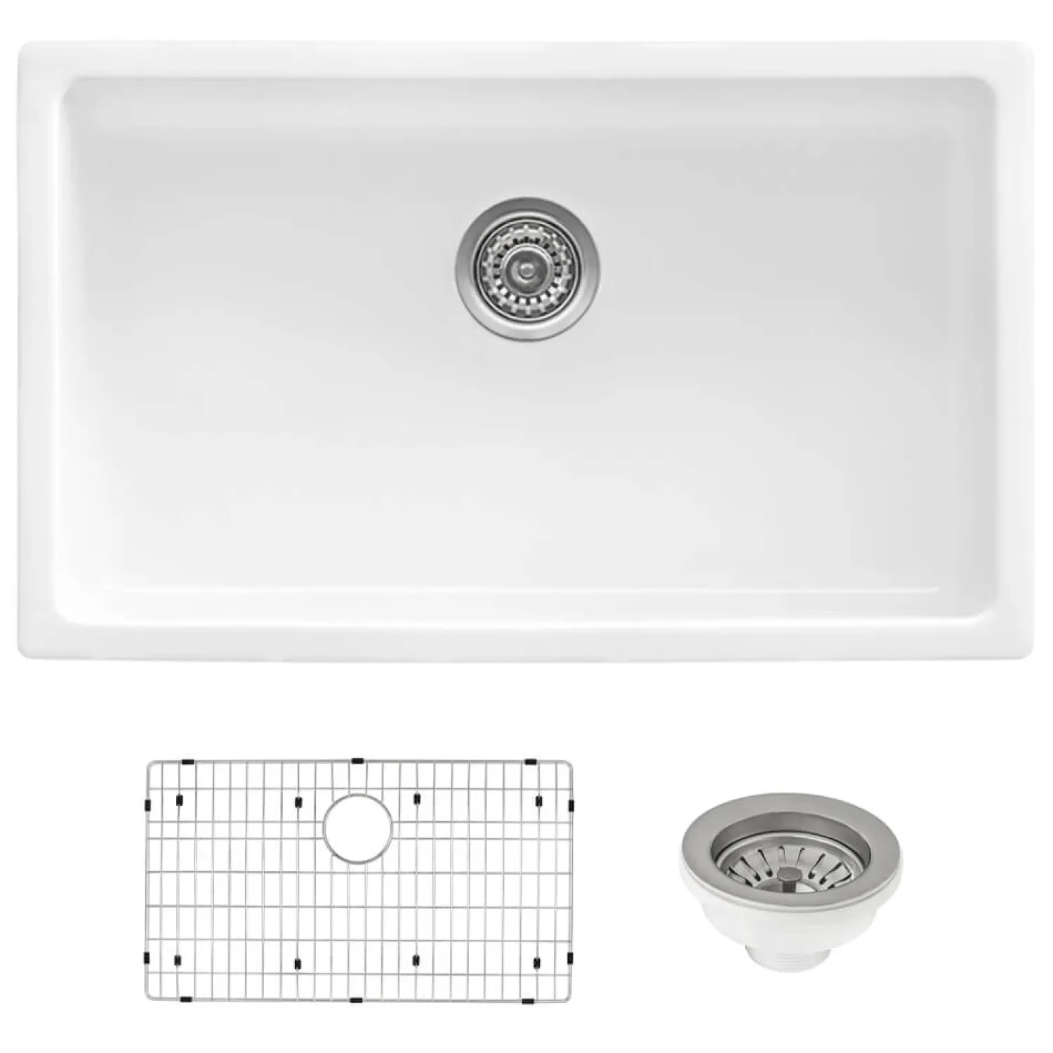 Hot 27" White Fireclay Kitchen Sink | Made in Italy Drop-In / Top Mount Sinks|Undermount Sinks