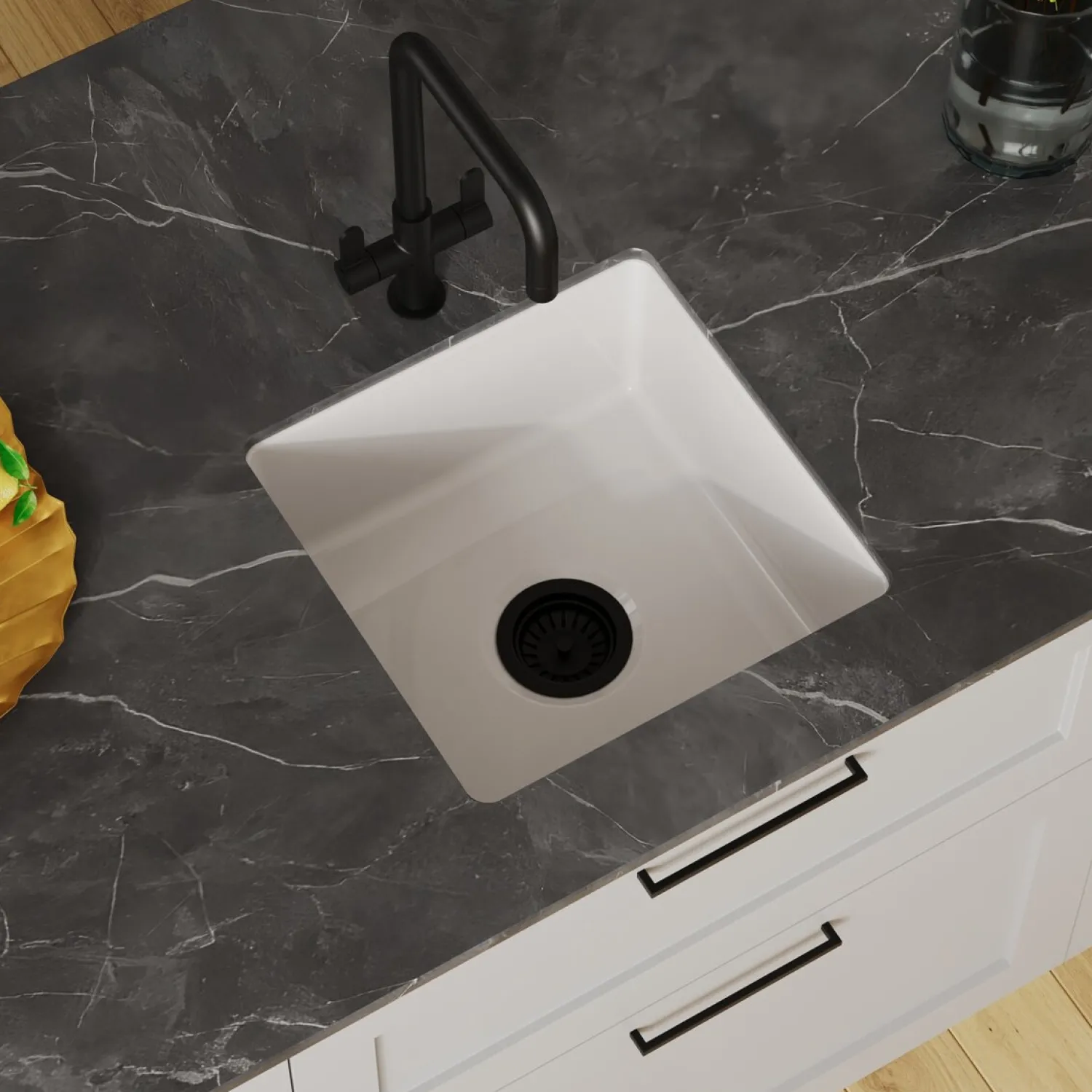 Best 18" White Fireclay Kitchen Prep Sink | Made in Italy Undermount Sinks