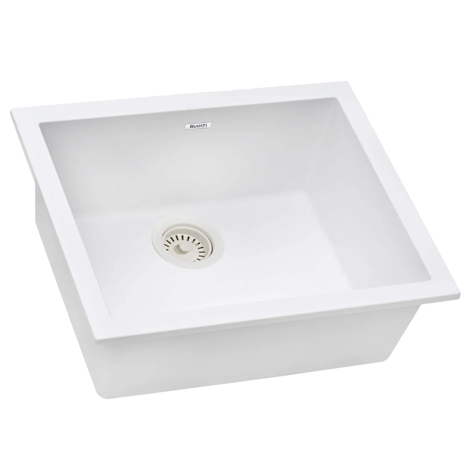 Outlet 23" White Granite Composite Undermount Single Bowl Kitchen Sink Single Bowl Sinks|Composite & Quartz Sinks