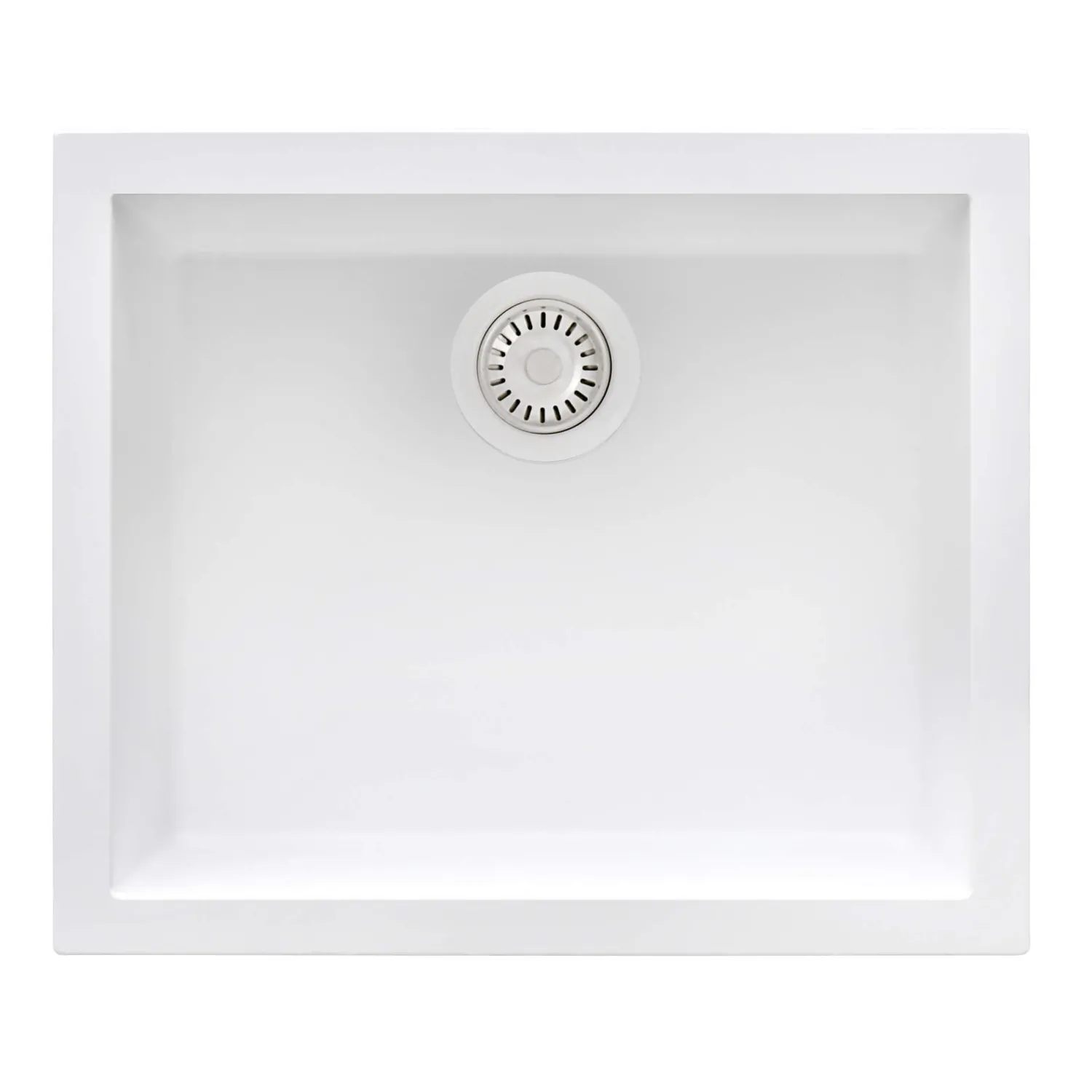 Outlet 23" White Granite Composite Undermount Single Bowl Kitchen Sink Single Bowl Sinks|Composite & Quartz Sinks