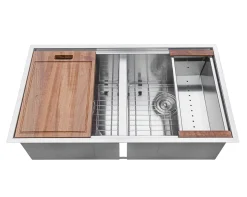 Sale Workstation Ledge 50/50 Double Bowl Undermount 16 Gauge Stainless Steel Kitchen Sink Workstation Sinks|Double Bowl Sinks