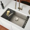Online 33" Workstation Scratch Resistant Hex Bottom Stainless Steel Kitchen Sink Workstation Sinks|Stainless Steel Sinks