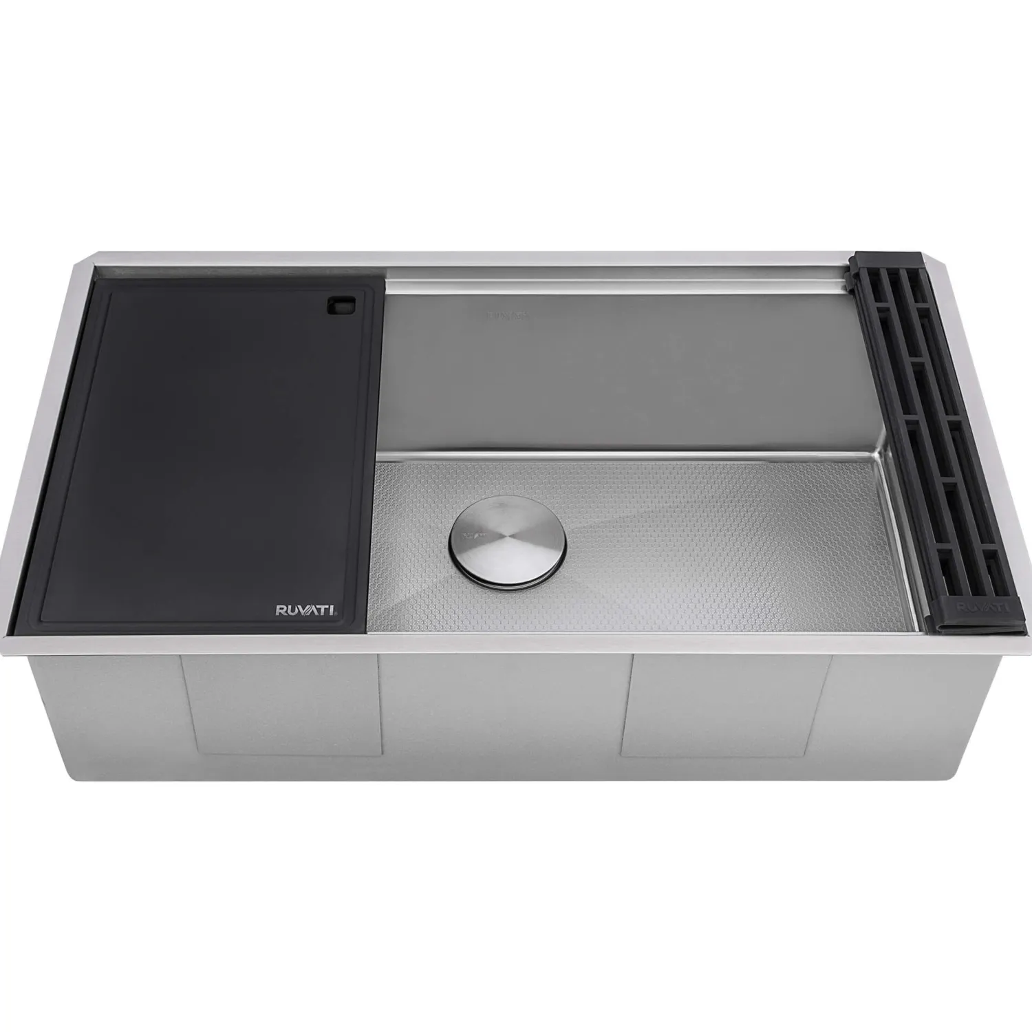 Online 33" Workstation Scratch Resistant Hex Bottom Stainless Steel Kitchen Sink Workstation Sinks|Stainless Steel Sinks
