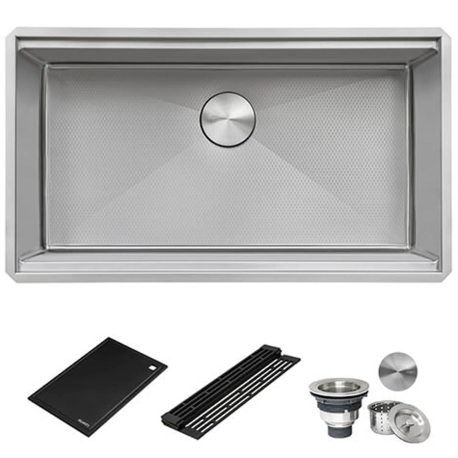 Online 33" Workstation Scratch Resistant Hex Bottom Stainless Steel Kitchen Sink Workstation Sinks|Stainless Steel Sinks