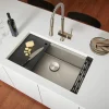 Outlet 30" Workstation Scratch Resistant Hex Bottom Stainless Steel Kitchen Sink Workstation Sinks|Stainless Steel Sinks