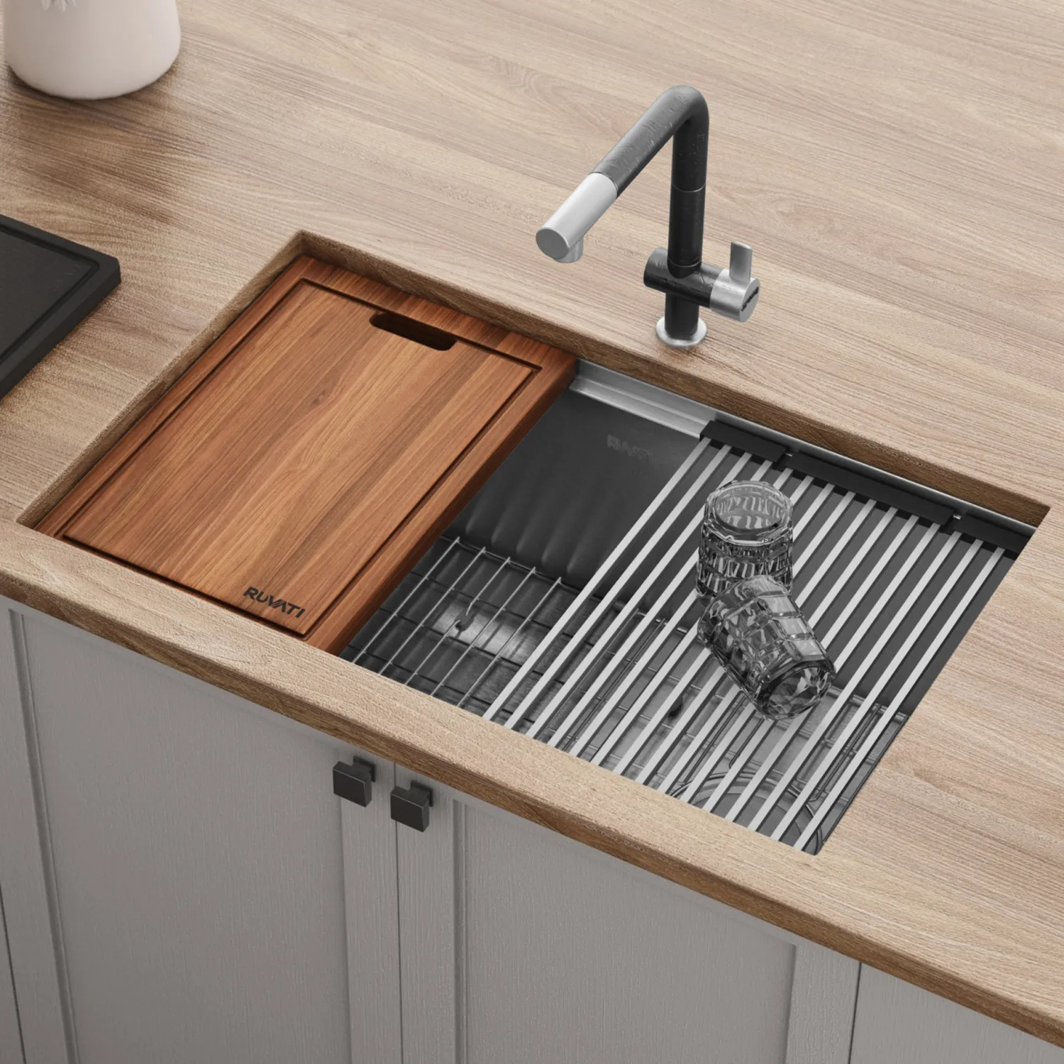 Online 33" Workstation Slope Bottom Offset Drain Undermount 16 Gauge Kitchen Sink Workstation Sinks|Stainless Steel Sinks