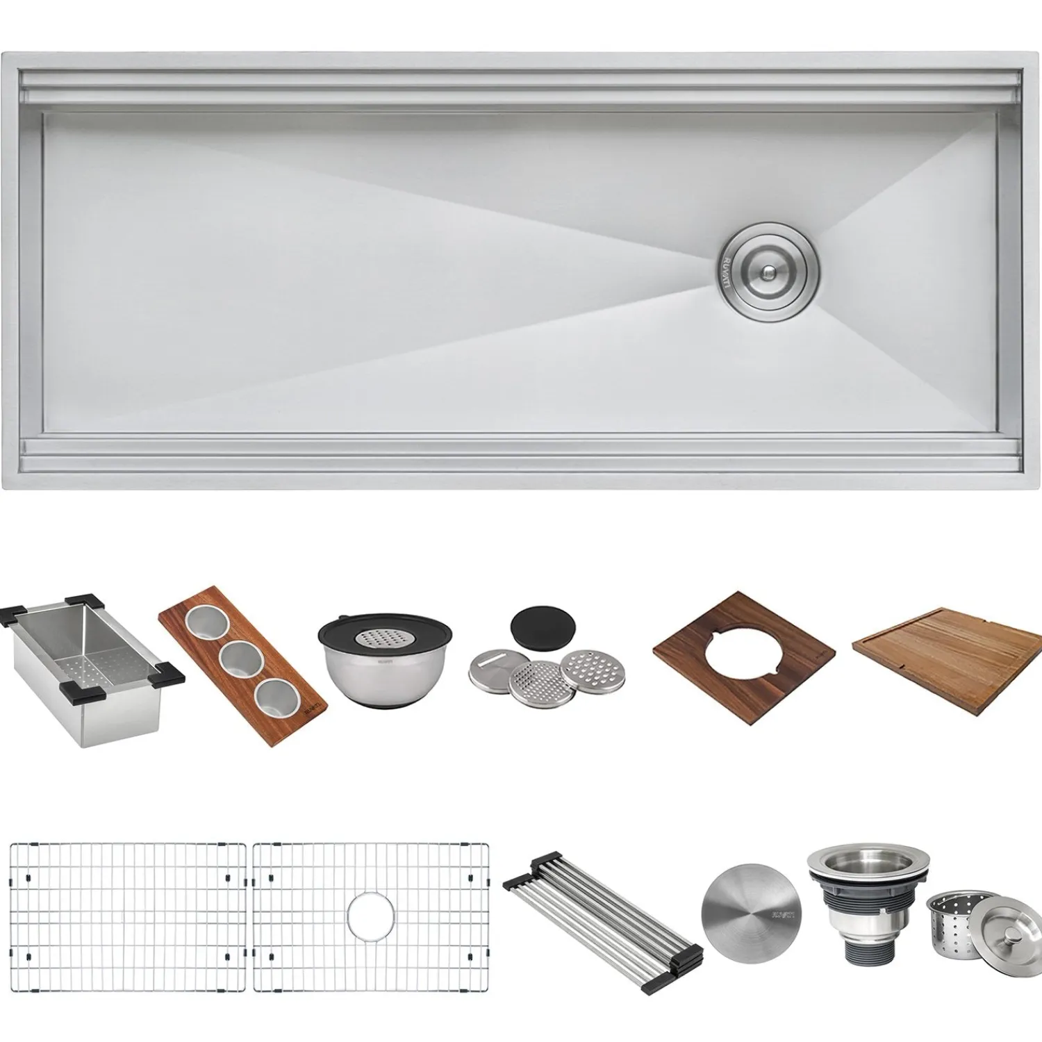 Online 45" Workstation Two Tiered Kitchen Sink Apron Front 16 Gauge Stainless Steel Single Bowl Sinks|Stainless Steel Sinks