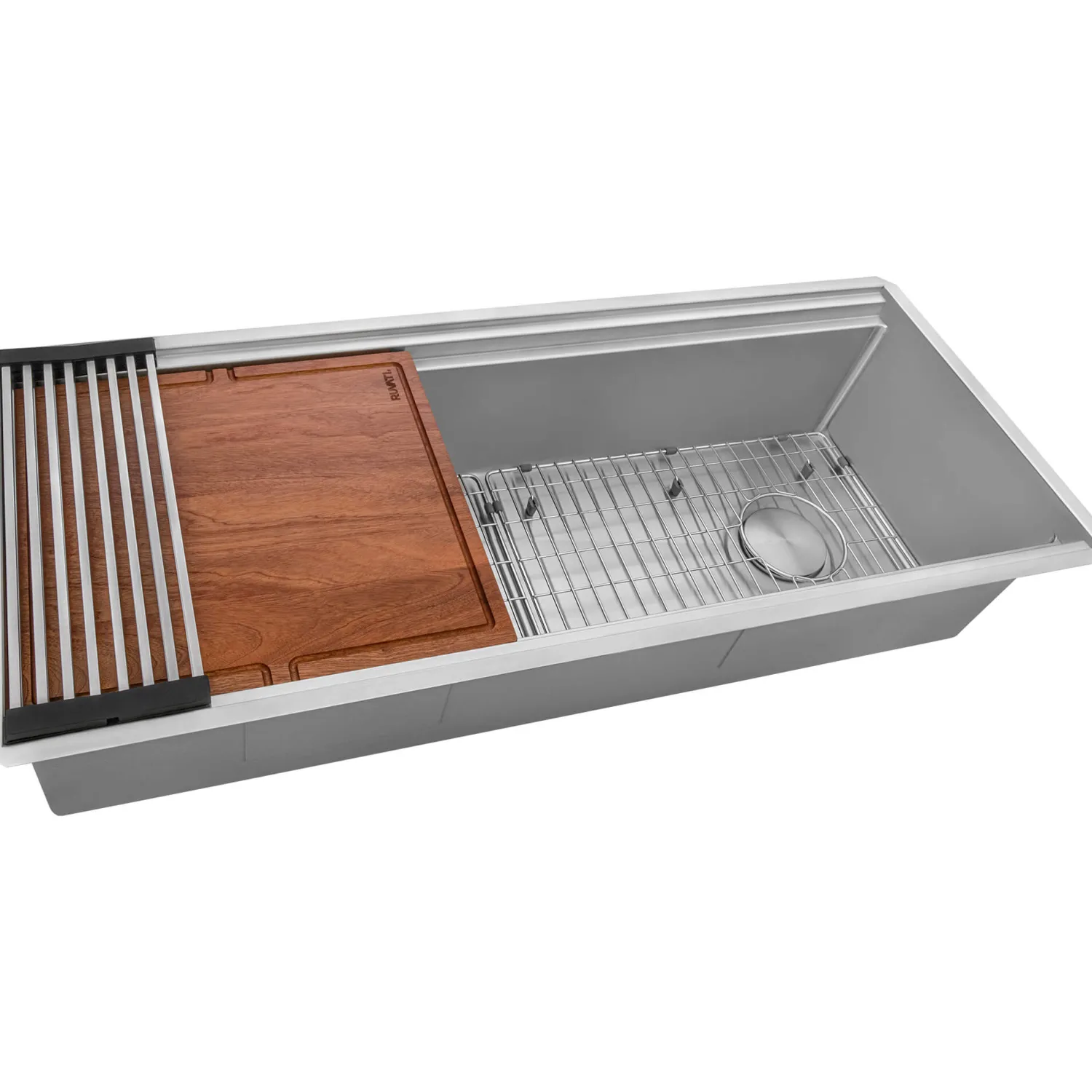 45" Workstation Two-Tiered Double Ledge Undermount 16 Gauge Stainless Steel Kitchen Sink Workstation Sinks