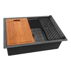 New 30" Workstation Undermount Gunmetal 16 Gauge Stainless Steel Kitchen Sink Undermount Sinks|Single Bowl Sinks